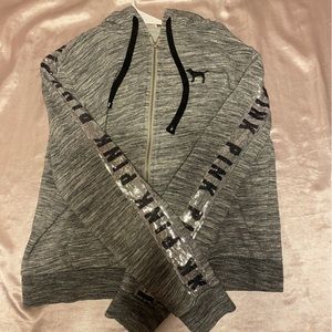 Pink Victoria’s Secret jacket.